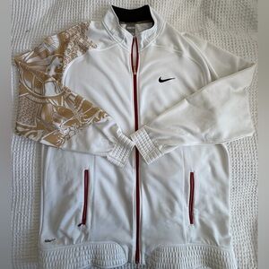 Nike White Jacket with Gold and Red Accents